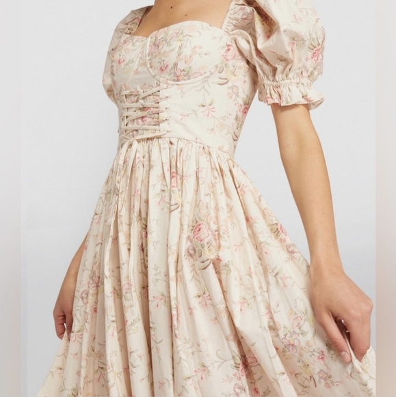 Selkie The Renaissance Gown 100% Cotton Pink Floral sz M - Sold By Anthropologie - Picture 10 of 11